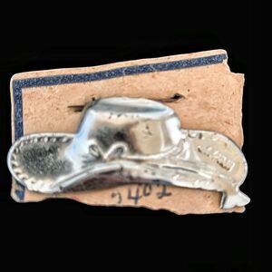 Vintage 1950 cowboy hat pin silver made in Japan